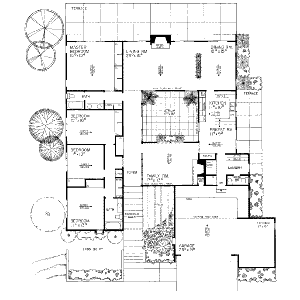 Contemporary Style House Plan - 4 Beds 2.5 Baths 2495 Sq/Ft Plan #72 ...