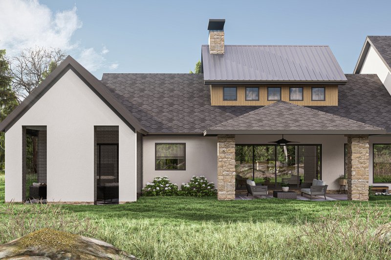 House Blueprint - Exterior - Rear Elevation for Modern House Plan #455-464 - 5 bed, 4.5 bath