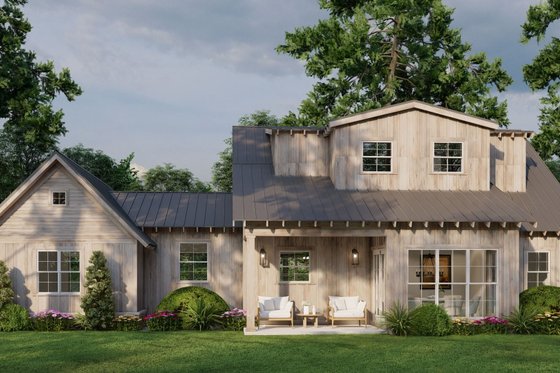 Exterior - Rear Elevation for Cabin House Plan #923-374 - 3 bed, 3.5 bath