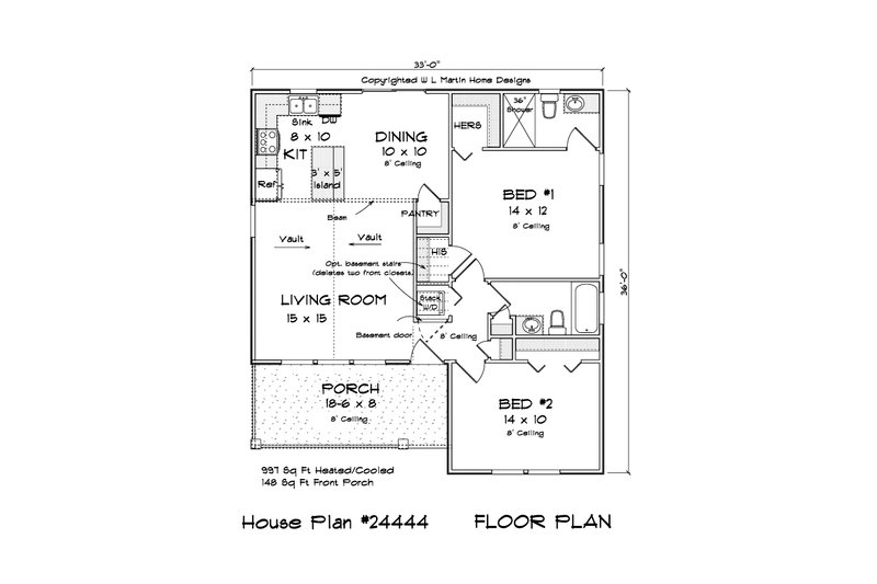 House Blueprint - Floor Plan - Main Floor 1 for Farmhouse House Plan #513-2237 - 2 bed, 2 bath