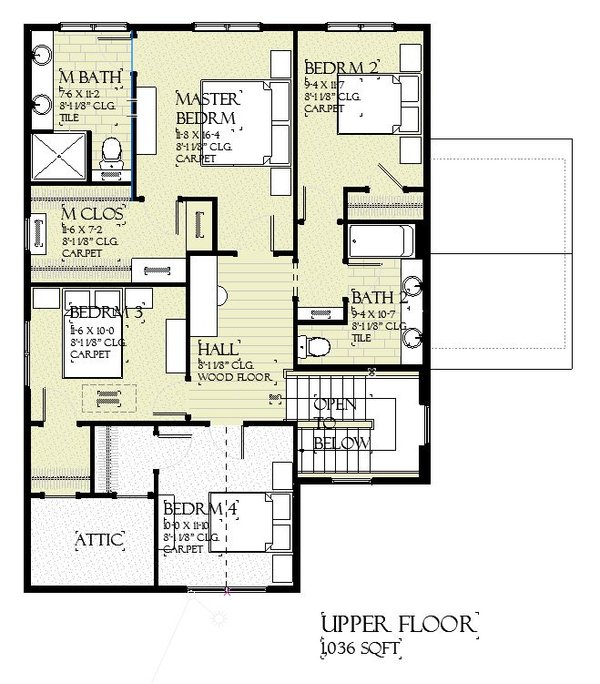 Tudor Floor Plan - Upper Floor Plan #901-164