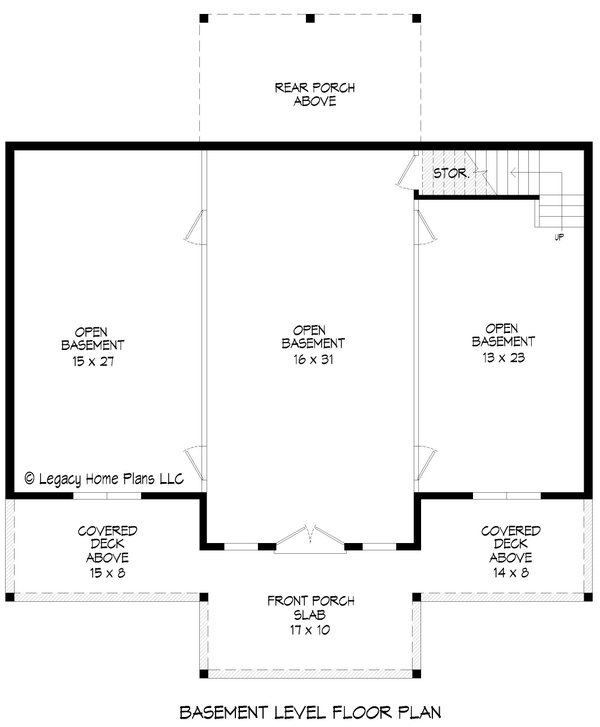 Southern Floor Plan - Lower Floor Plan #932-804