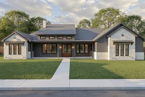 Architectural House Design - Exterior - Front Elevation for Ranch House Plan #1127-1 - 3 bed, 2 bath
