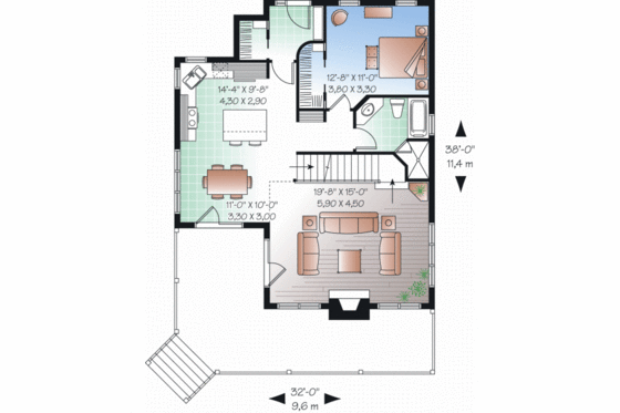 Floor Plan - Main Floor for Country House Plan #23-2264 - 3 bed, 2 bath