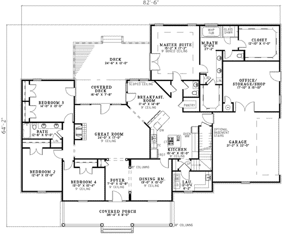 Dream House Plan - Country Floor Plan - Main Floor Plan #17-619