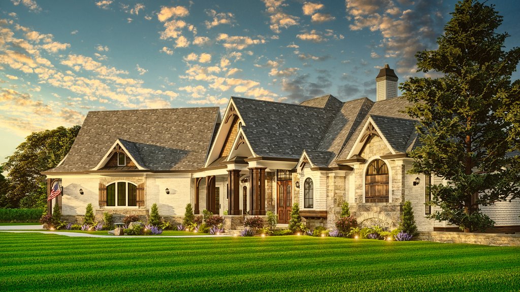 Exterior - Front Elevation 5 for Craftsman House Plan #54-729 - 4 bed, 4 bath