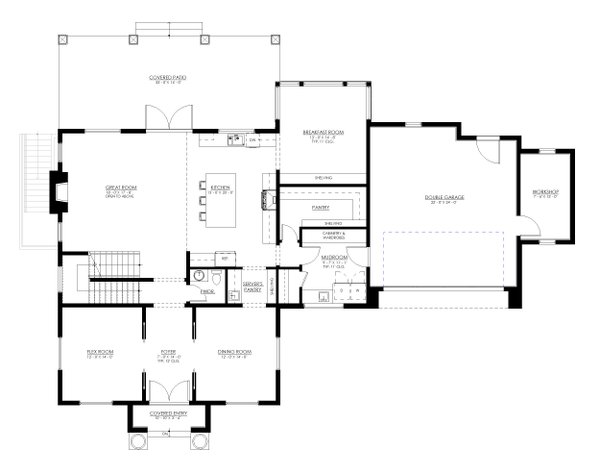 Home Plan - Floor Plan - Main Floor for Contemporary House Plan #1114-96 - 4 bed, 3.5 bath