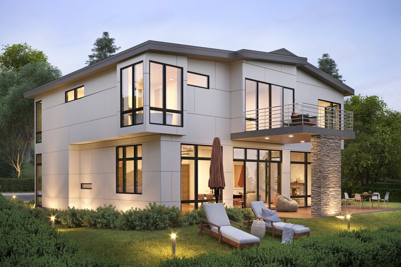 Architectural House Design - Exterior - Rear Elevation for Contemporary House Plan #1066-180 - 4 bed, 3.5 bath