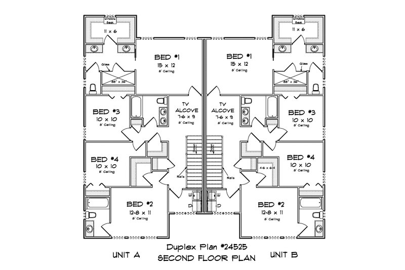 House Design - Floor Plan - Upper Floor for Modern House Plan #513-2318 - 4 bed, 3.5 bath