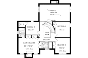 Floor Plan - Upper Floor for European House Plan #3-201 - 5 bed, 3.5 bath