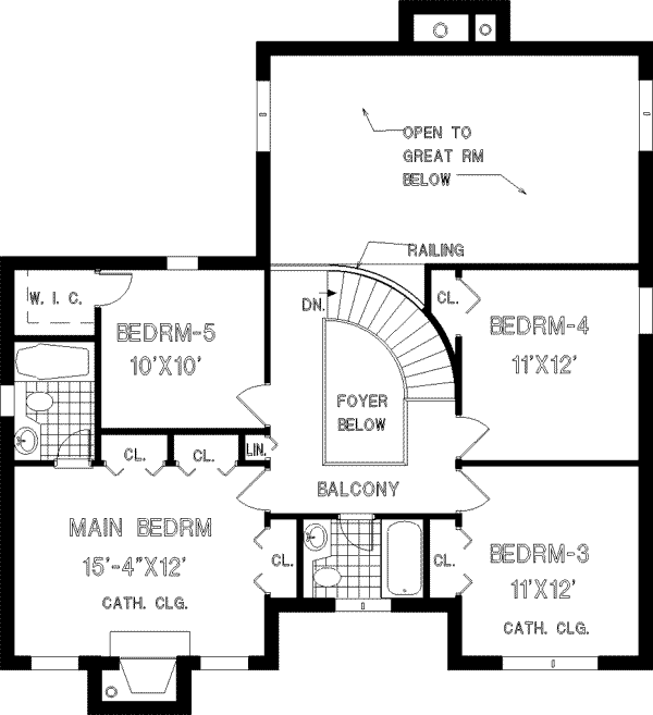 Dream House Plan - Colonial Floor Plan - Upper Floor Plan #3-201