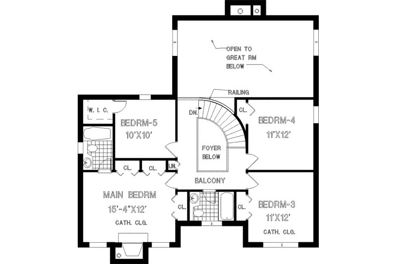 Home Plan - Floor Plan - Upper Floor for European House Plan #3-201 - 5 bed, 3.5 bath