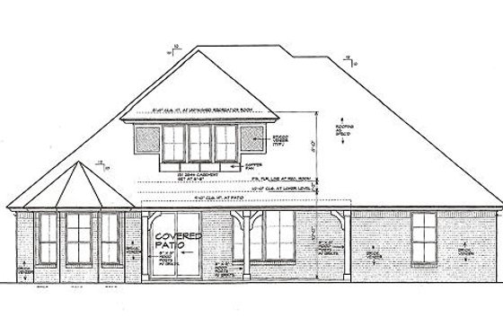 Exterior - Rear Elevation for European House Plan #310-987 - 4 bed, 2.5 bath