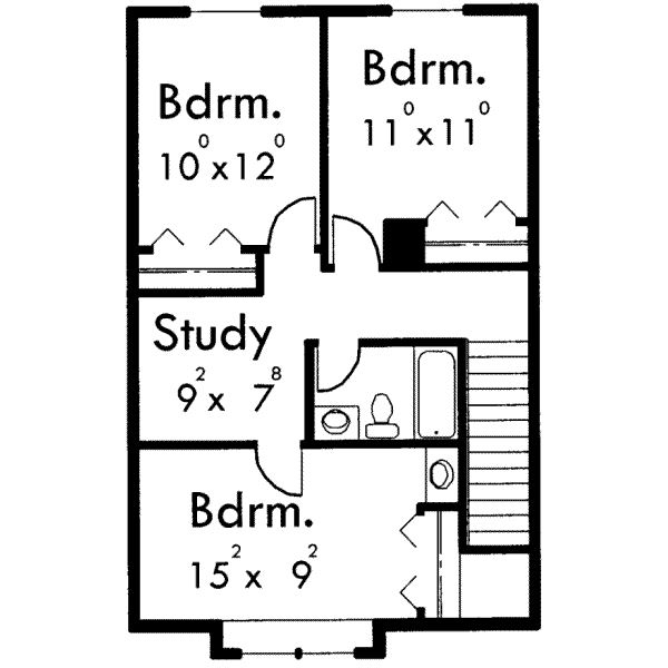 Traditional Floor Plan - Upper Floor Plan #303-448