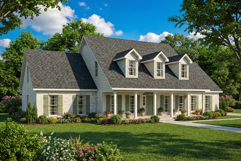 Southern Style House Plan - 4 Beds 3 Baths 2789 Sq/Ft Plan #17-214 Exterior