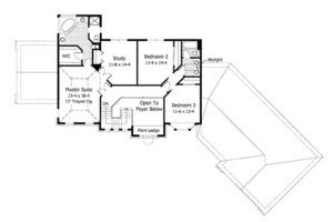 Floor Plan - Upper Floor for European House Plan #51-147 - 3 bed, 2.5 bath