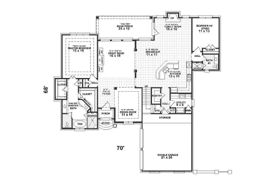 Floor Plan - Main Floor for Traditional House Plan #81-353 - 3 bed, 3 bath