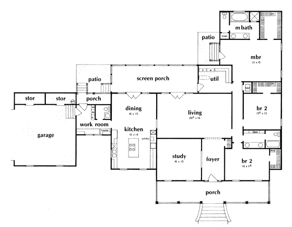 House Plan Design - Traditional Floor Plan - Main Floor Plan #36-248