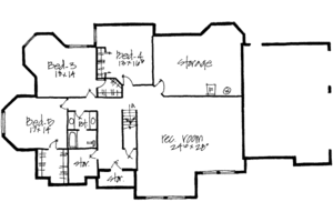 Floor Plan - Lower Floor for European House Plan #308-177 - 6 bed, 3.5 bath