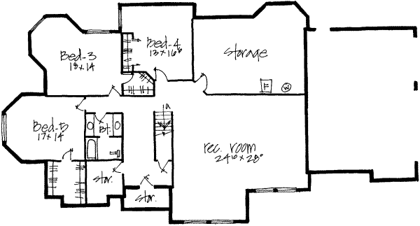 European Floor Plan - Lower Floor Plan #308-177