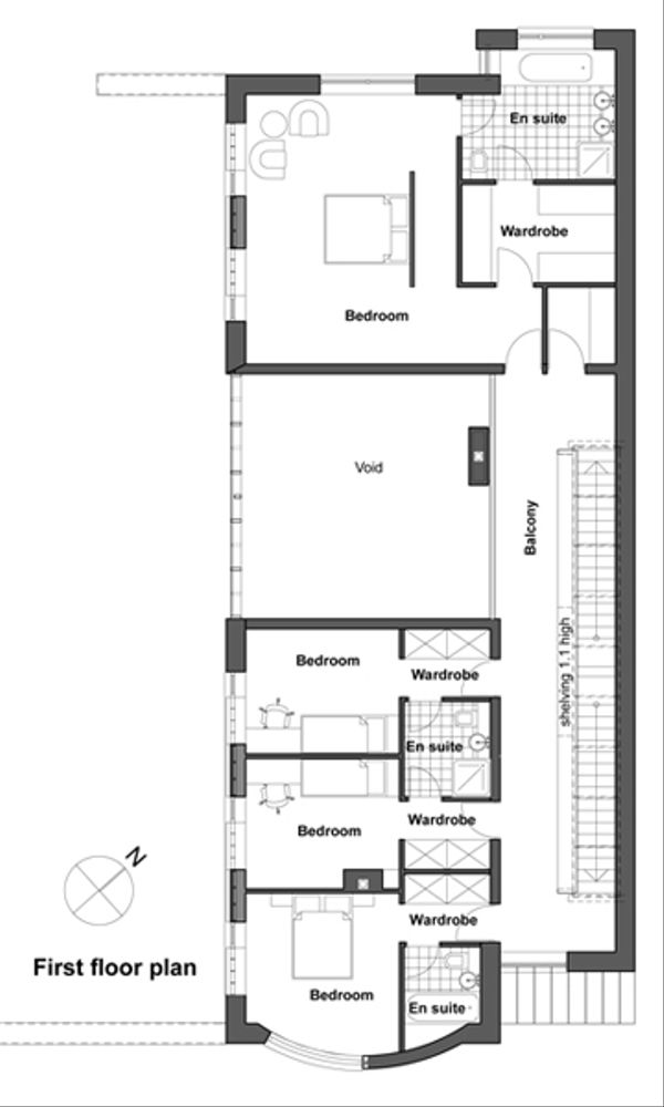 Contemporary Floor Plan - Upper Floor Plan #520-3