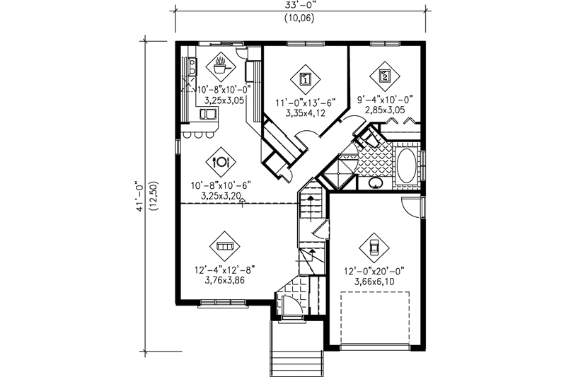 Dream House Plan - Floor Plan - Main Floor for Traditional House Plan #25-1167 - 2 bed, 1 bath