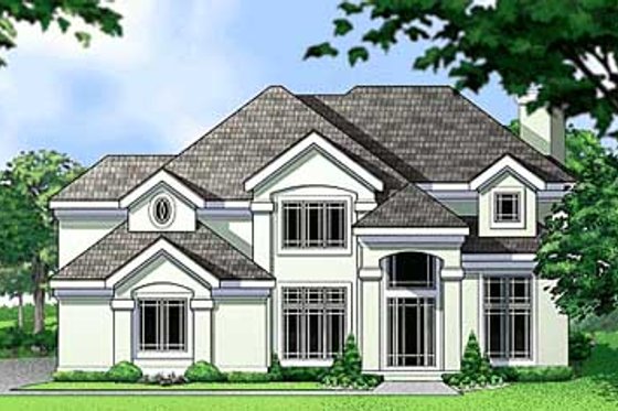 Exterior - Front Elevation for European House Plan #67-608 - 4 bed, 4.5 bath