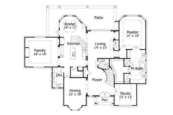 Floor Plan - Main Floor for European House Plan #411-562 - 4 bed, 2.5 bath