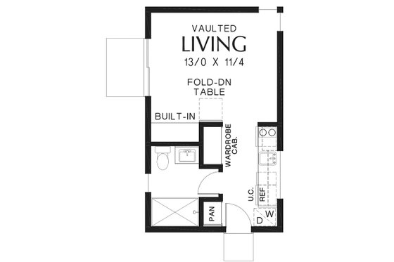 Floor Plan - Main Floor for Contemporary House Plan #48-954, 1 bath