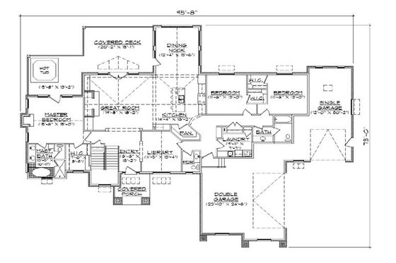 Floor Plan - Main Floor for Craftsman House Plan #5-308 - 8 bed, 5.5 bath
