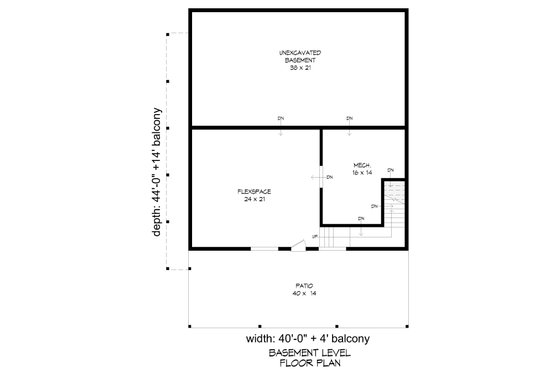 Floor Plan - Lower Floor for Beach House Plan #932-958 - 2 bed, 3.5 bath