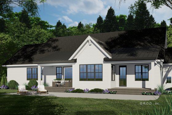 Exterior - Rear Elevation for Farmhouse House Plan #51-1234 - 2 bed, 2.5 bath