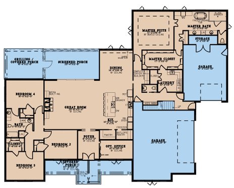 Floor Plan - Main Floor for Craftsman House Plan #923-215 - 4 bed, 3.5 bath