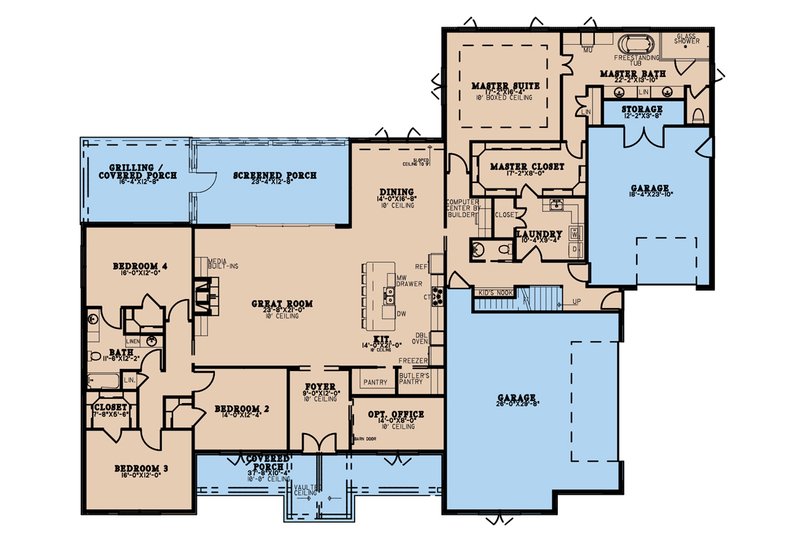 House Design - Floor Plan - Main Floor for Craftsman House Plan #923-215 - 4 bed, 3.5 bath