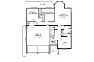 Floor Plan - Lower Floor for European House Plan #18-228 - 4 bed, 2 bath