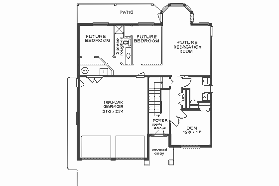 Floor Plan - Lower Floor for European House Plan #18-228 - 4 bed, 2 bath