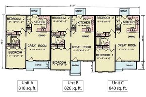 Floor Plan - Main Floor for Craftsman House Plan #54-625 - 6 bed, 3 bath