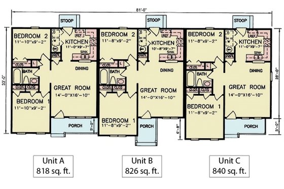 Floor Plan - Main Floor for Craftsman House Plan #54-625 - 6 bed, 3 bath