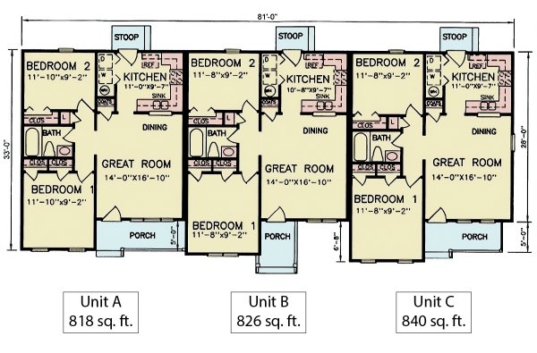 House Blueprint - Craftsman Floor Plan - Main Floor Plan #54-625