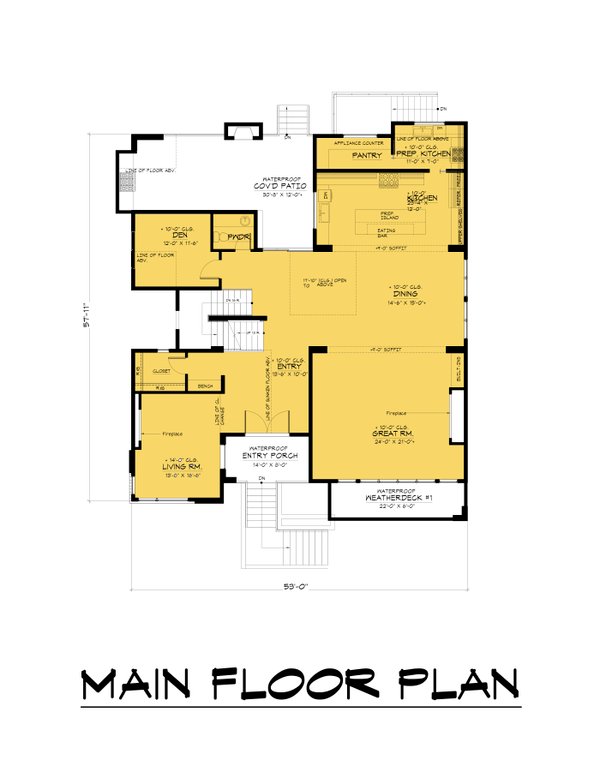 Contemporary Floor Plan - Main Floor Plan #1066-200