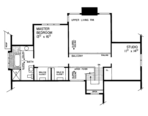 Architectural House Design - Floor Plan - Upper Floor Plan #72-134