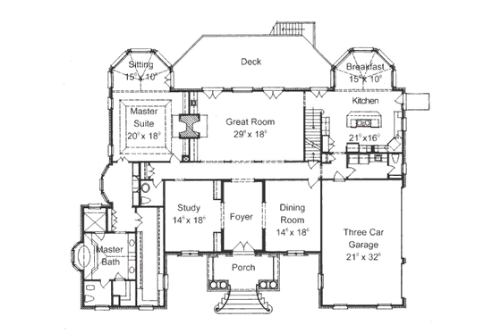 Floor Plan - Main Floor for Colonial House Plan #429-8 - 4 bed, 4.5 bath