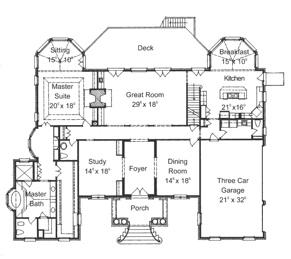 Architectural House Design - Colonial Floor Plan - Main Floor Plan #429-8