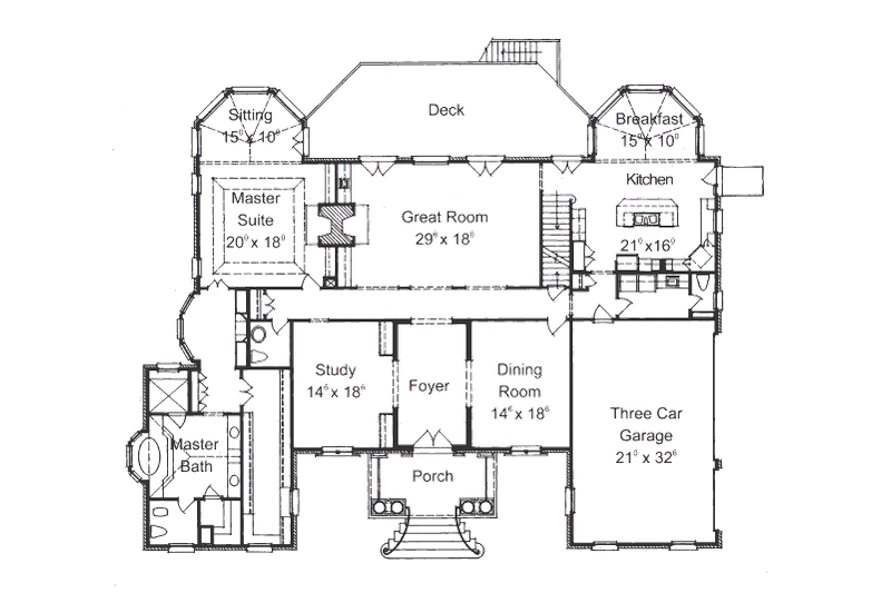 Home Plan - Floor Plan - Main Floor for Colonial House Plan #429-8 - 4 bed, 4.5 bath