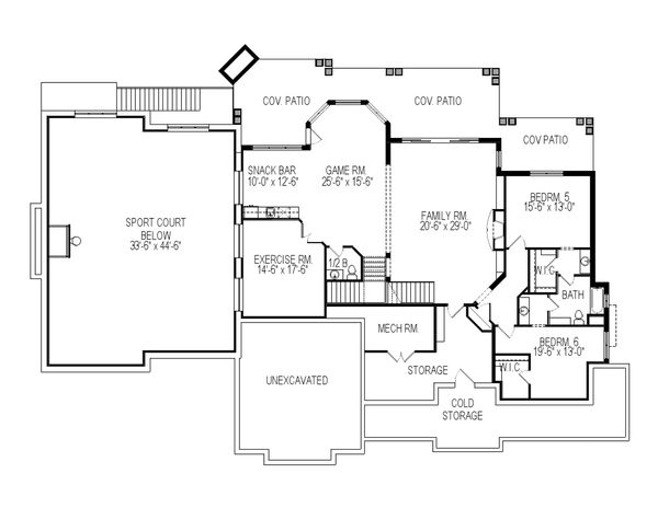Architectural House Design - Craftsman Floor Plan - Lower Floor Plan #920-59