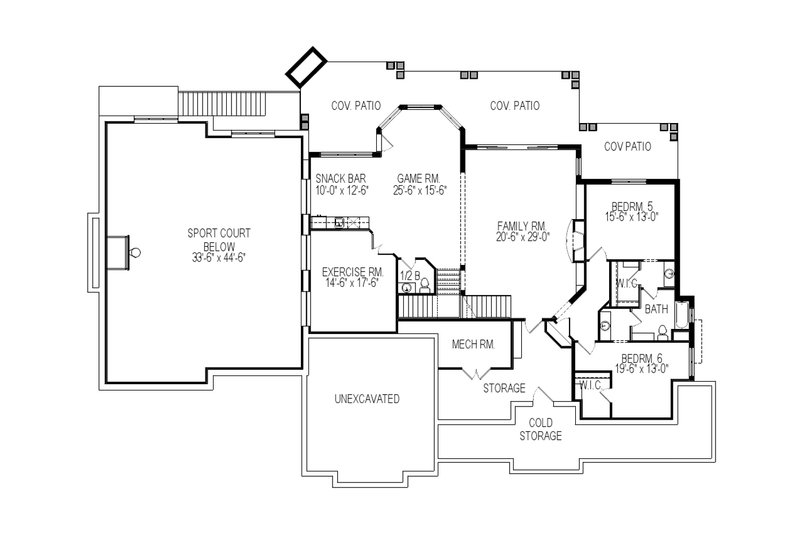 Dream House Plan - Floor Plan - Lower Floor for Craftsman House Plan #920-59 - 6 bed, 5 bath