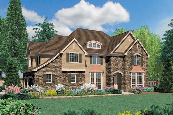 Exterior - Front Elevation 3 for European House Plan #48-547 - 4 bed, 3.5 bath