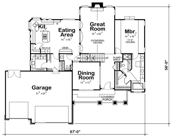 Architectural House Design - Craftsman Floor Plan - Main Floor Plan #20-1660