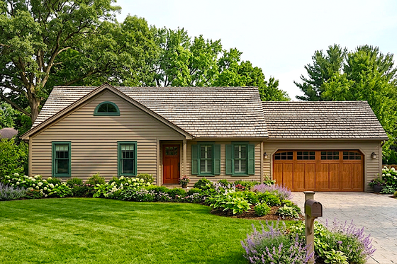 Exterior - Front Elevation for Ranch House Plan #30-128 - 3 bed, 2 bath