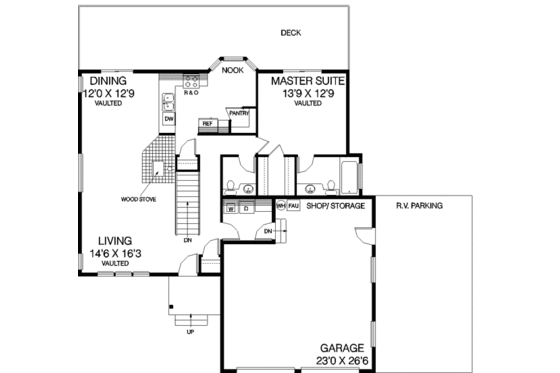 Floor Plan - Main Floor for Traditional House Plan #60-180 - 3 bed, 2.5 bath
